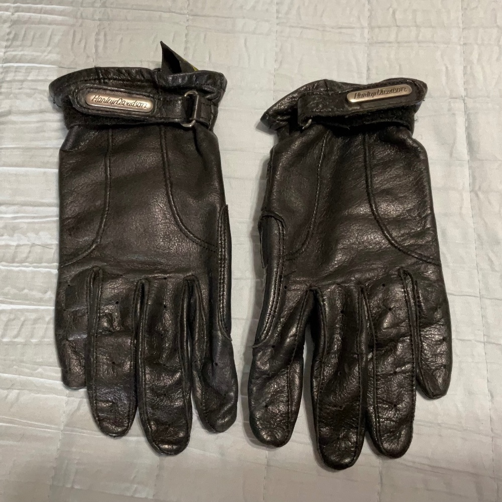 Black Leather Harley Davidson Gloves Women’s S